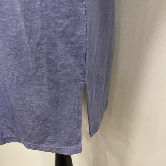 J JILL NWT L Blue Button Up Cotton Modal Tunic Roll Tab Blouse Beachy Lagenlook - Picture 3 of 16